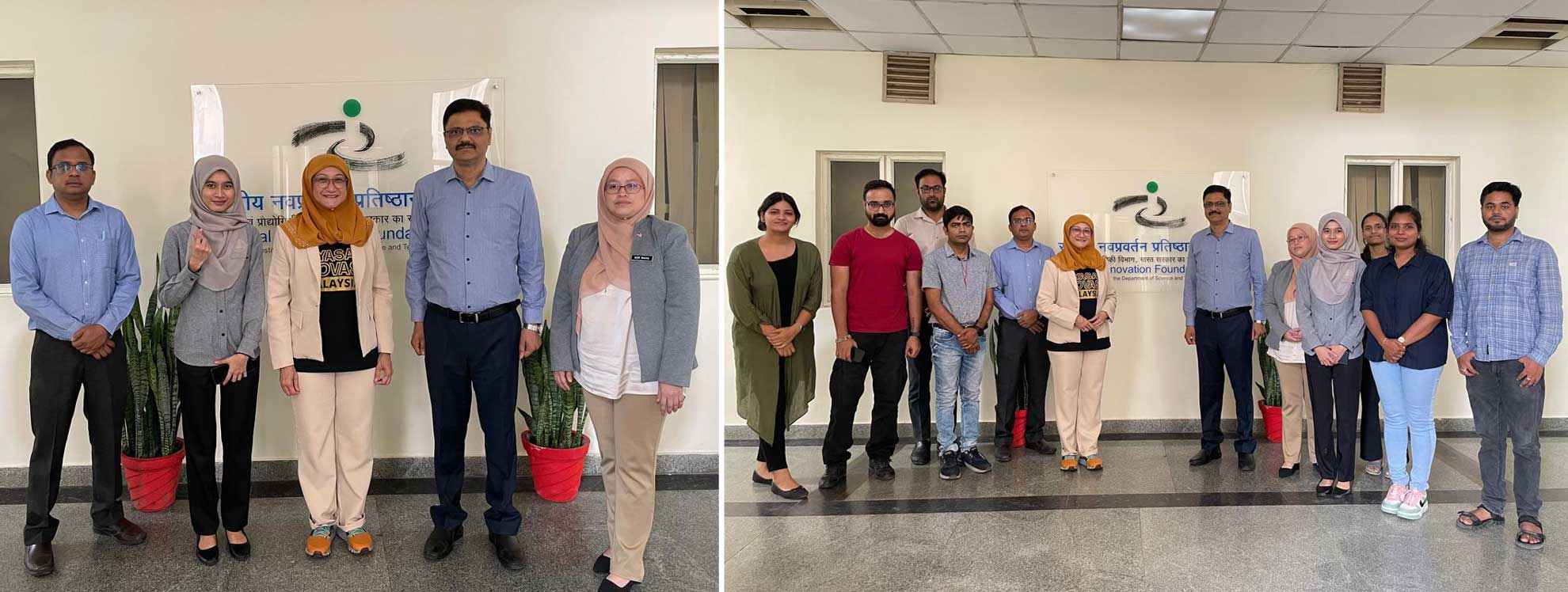 Malaysian delegation from MOSTI & YIM visited NIF-India and explored dissemination of Indian social innovations in Malaysia. 
Showed keen interest in weft insertion design, adjustable walkers, eco-friendly toys & multipurpose food processing machines