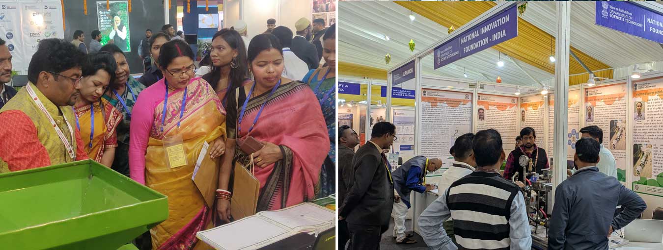 NIF exhibits grassroots innovations at the 18th Pravasi Bharatiya Divas in Bhubaneswar, Odisha. PM Shri Narendra Modi inaugurated the exhibition, focusing on NRIs’ role in a ViksitBharat. Visitors explore NIF-supported technologies