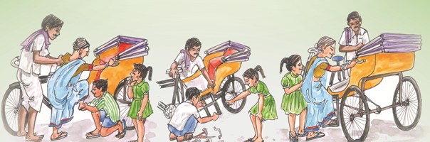 Rickshaw with foldable steps - Photo