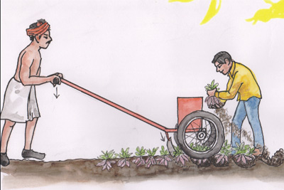 Machine to dig out sweet potato - Photo