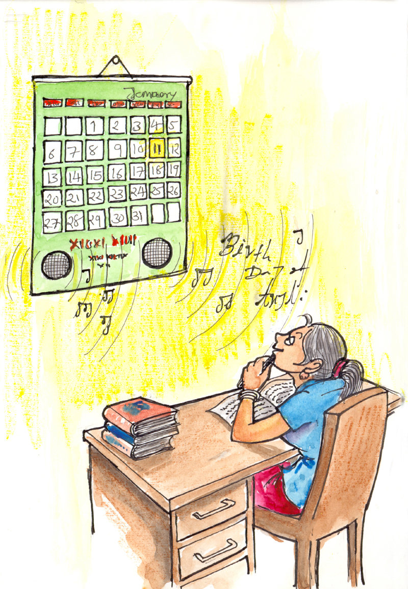 Talking wall mounted calendar with reminder facility - Photo
