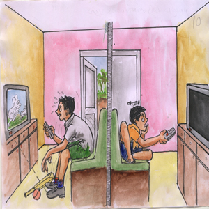 Image of Shoes with device to calculate time spent in physical activity and regulate TV viewing time accordingly