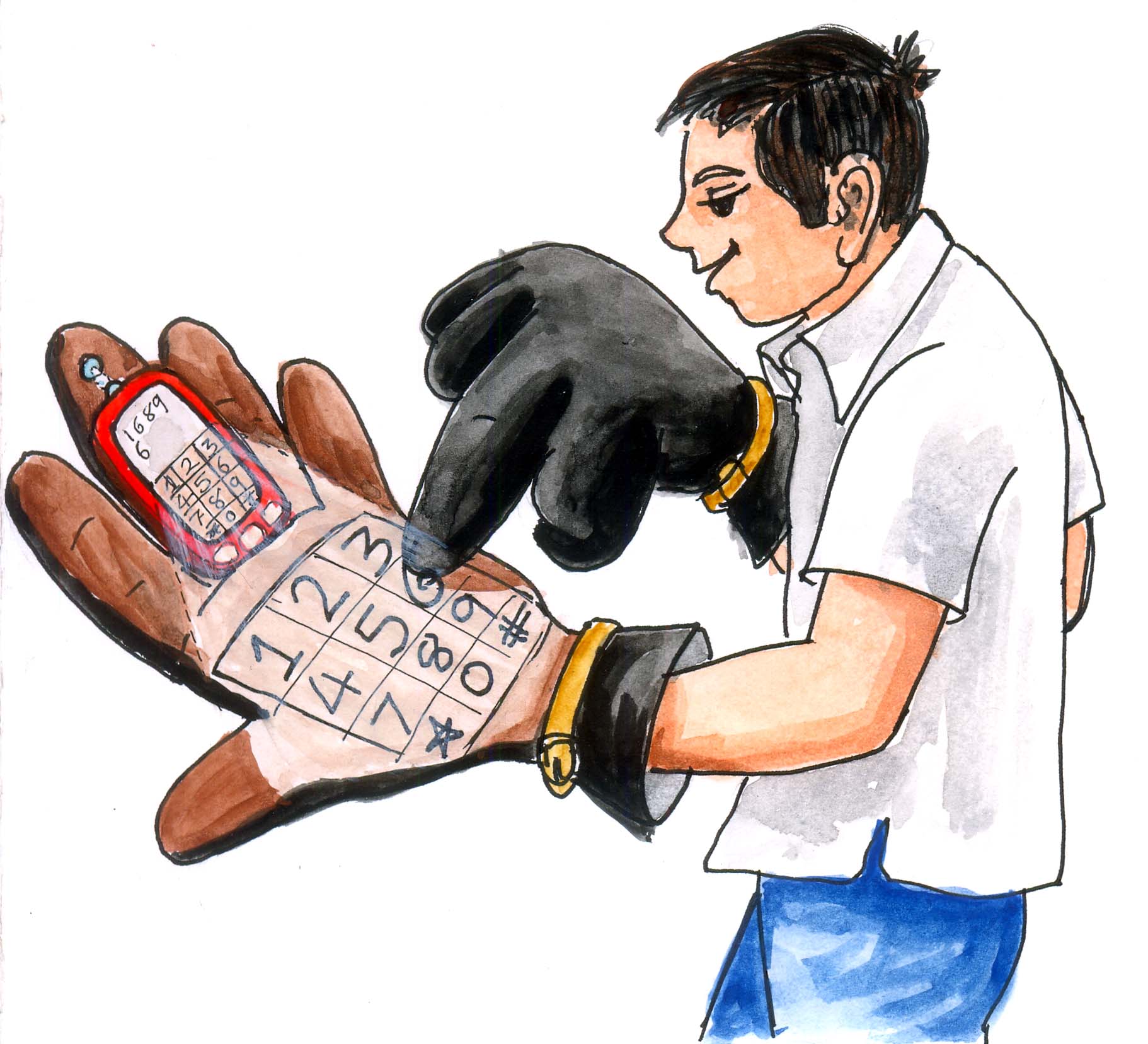 Glove with In-built Mobile Phone - Photo