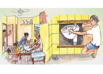 Toilet pot retraction and cleaning system - Photo