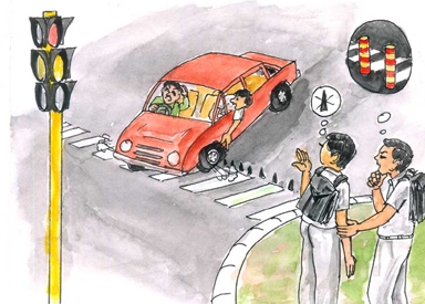 Automatic spike system near traffic signal - Photo