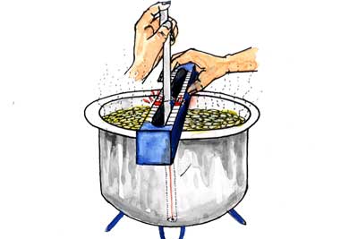 Pebble indicating system for cooking vessel - Photo