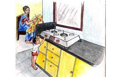 Pass code based locking system in gas stove - Photo