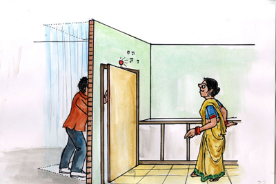 Proximity alert system in non-transparent doors - Photo