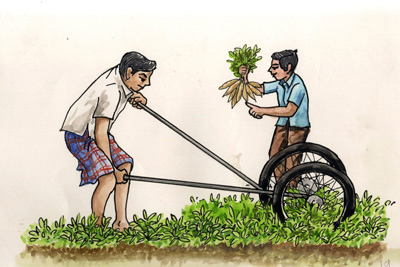 Manual hand lever-based Tapioca plant uprooter/digger - Photo