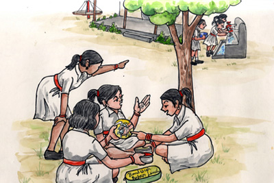 Tiffin box that reminds one to wash hands - Photo