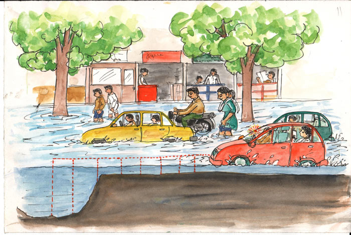 Pothole detector in flooded condition - Photo