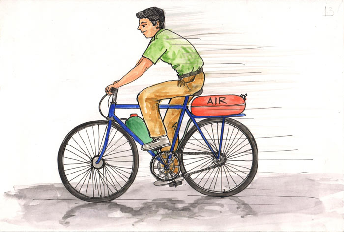 Image of Bicycle powered by compressed air