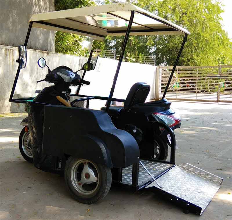 Image of Modified Two Wheeler Vehicle for Specially Abled