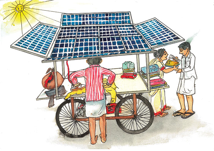 Image of Solar ironing cart