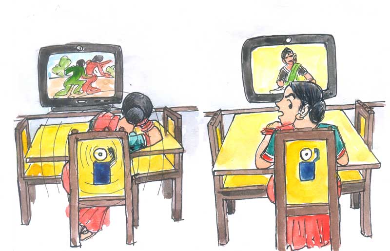 Image of Sensor to correct body posture( regulate viewing distance)