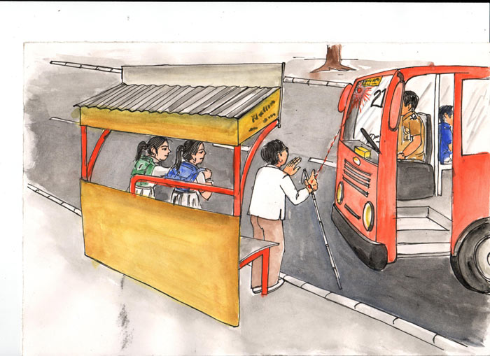 Image of Device to assist blind people board bus